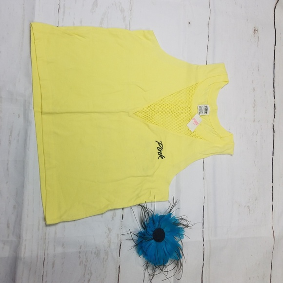 New Small Pink Nation yellow Mesh Top - Picture 1 of 5